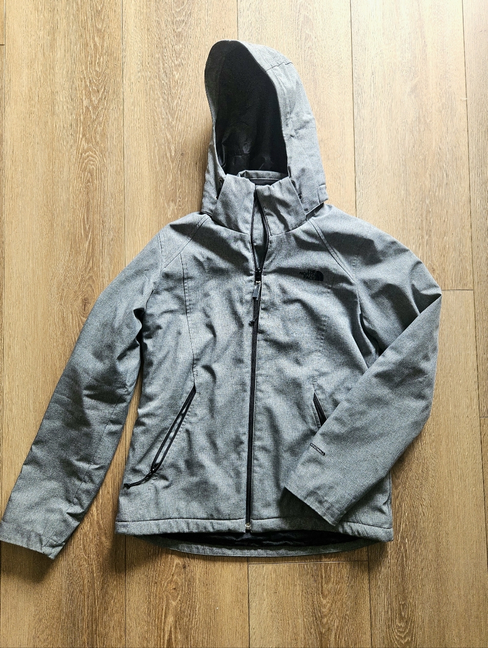 Women's The North Face Heather Gray Hooded Softshell Winter WindWall Coat Jacket
